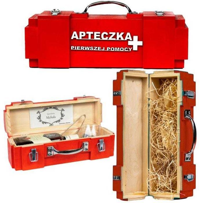 Apteczka na butelke alkohol prezent dla każdego skrzynka na butelkę
