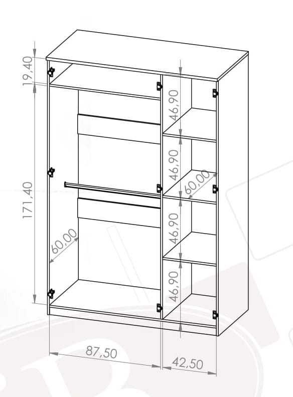 (135x203x65)Szafa Bono 3D (3-kolory)
