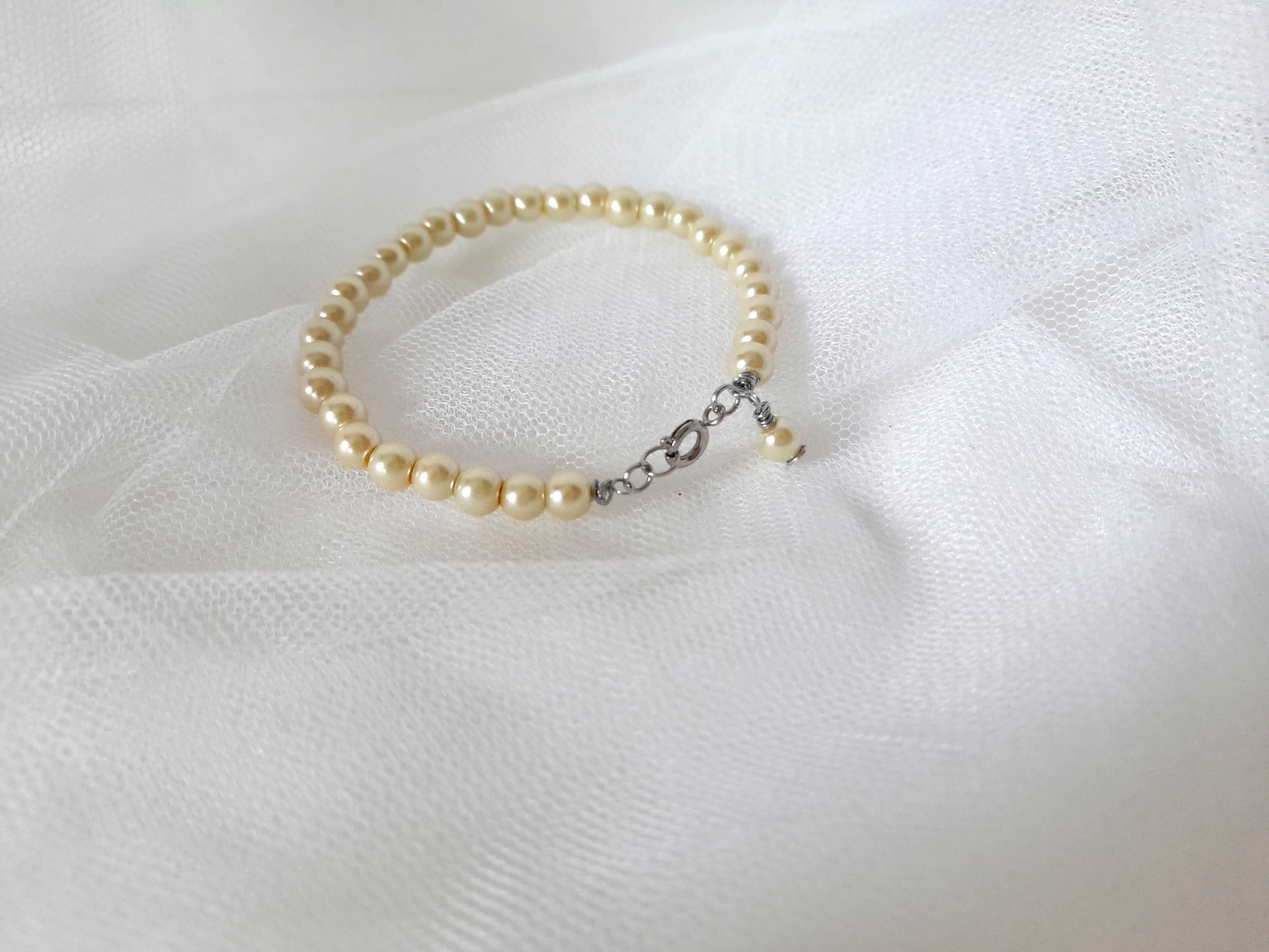 Pulseira vintage de pérolas de vidro