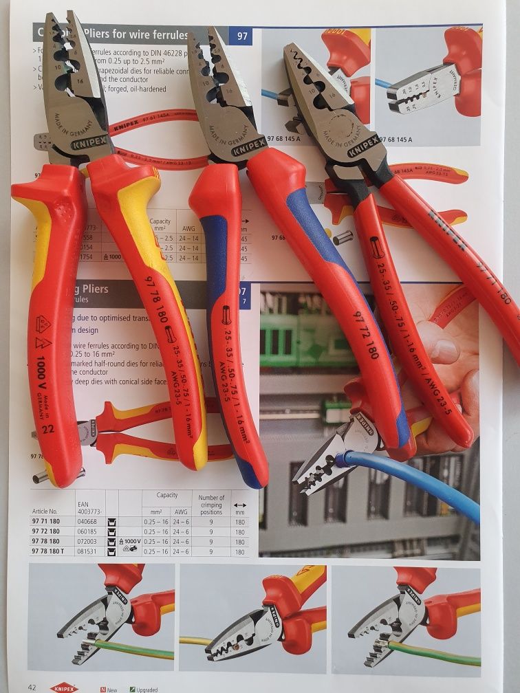 Knipex для опрессовки и обжима контактных гильз.Прес- кліщі. Кримпер .