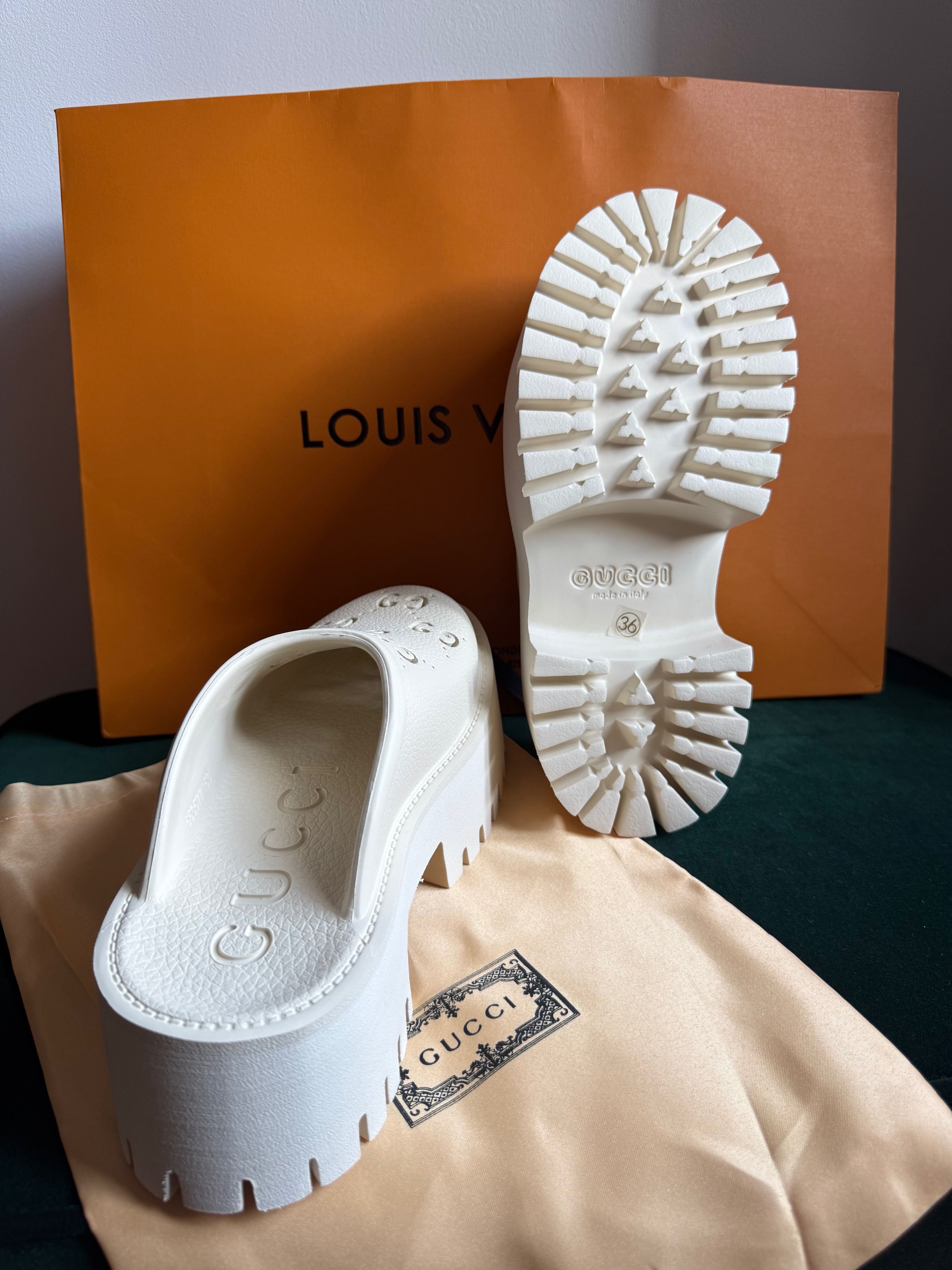 Klapki chodaki ecru białe 36 nowe Gucci