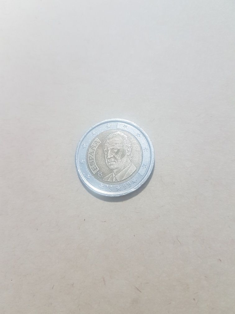 Moeda 2 euros 1999 Espanha. Com defeito.