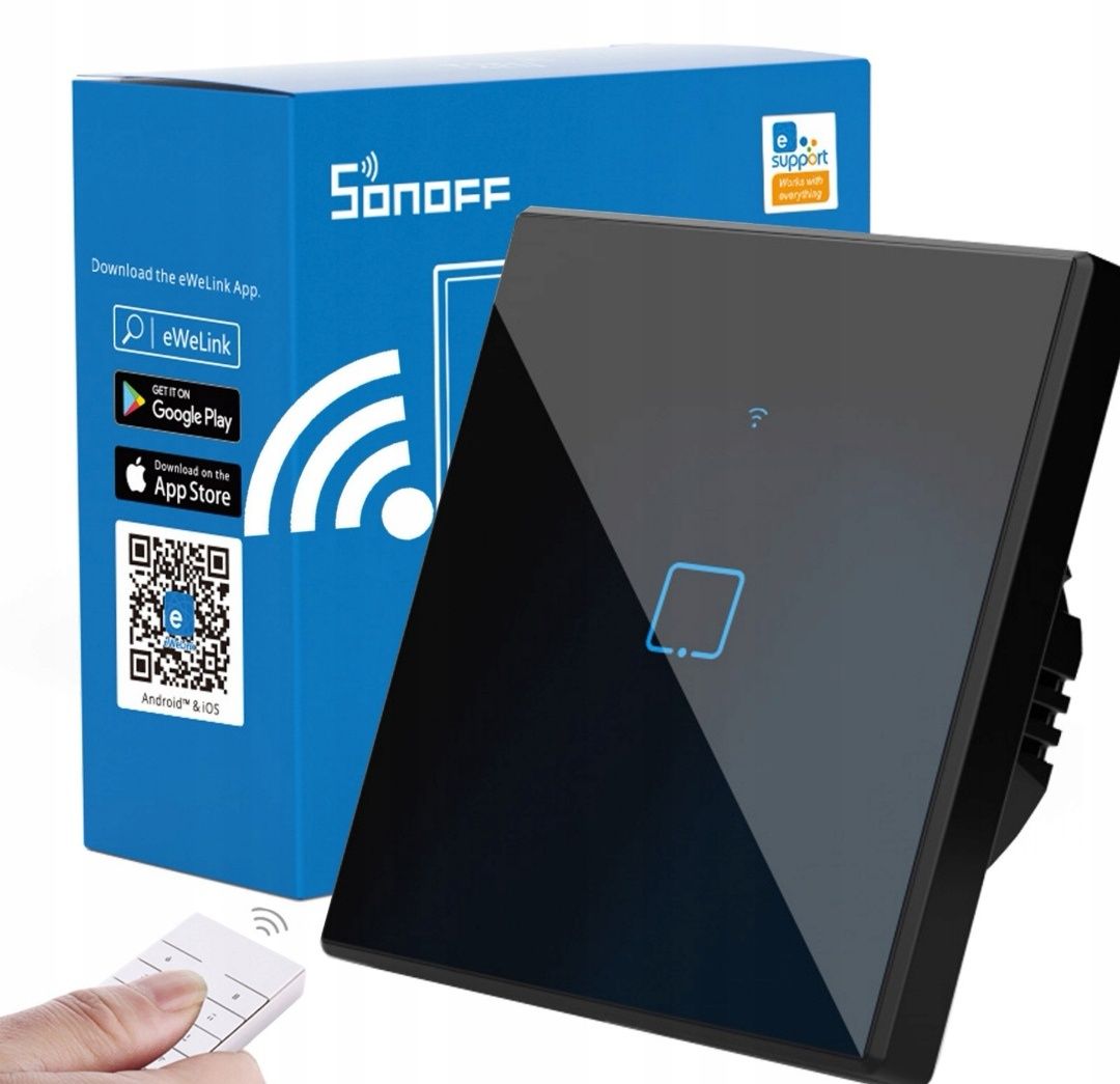 Włącznik świateł dotykowy LED WIFI+RF Black SONOFF