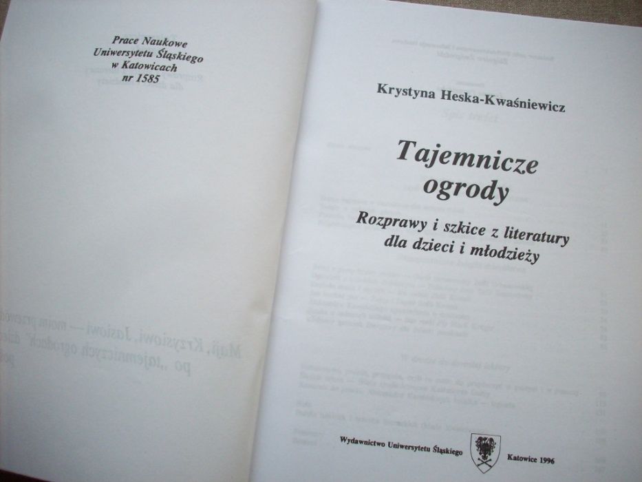 Tajemnicze ogrody, K. Heska–Kwaśniewicz, 1996.