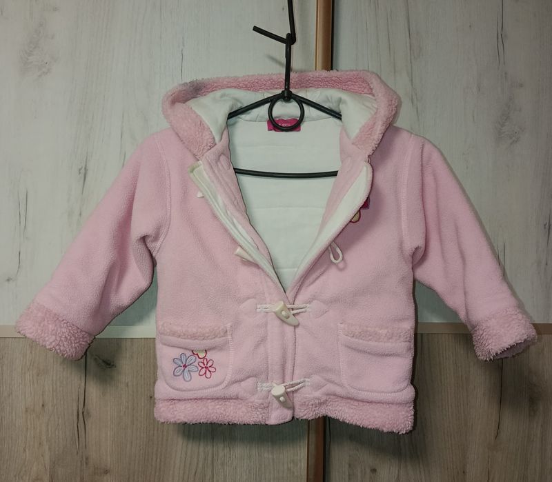Тепле флісове пальто/курточка для дівчинки зріст 98 см  казково рожеве