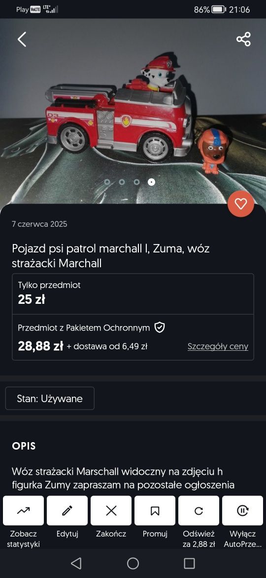 3 Pojazdy psi patrol Everest Tracker i marchall, pojazd +figurka