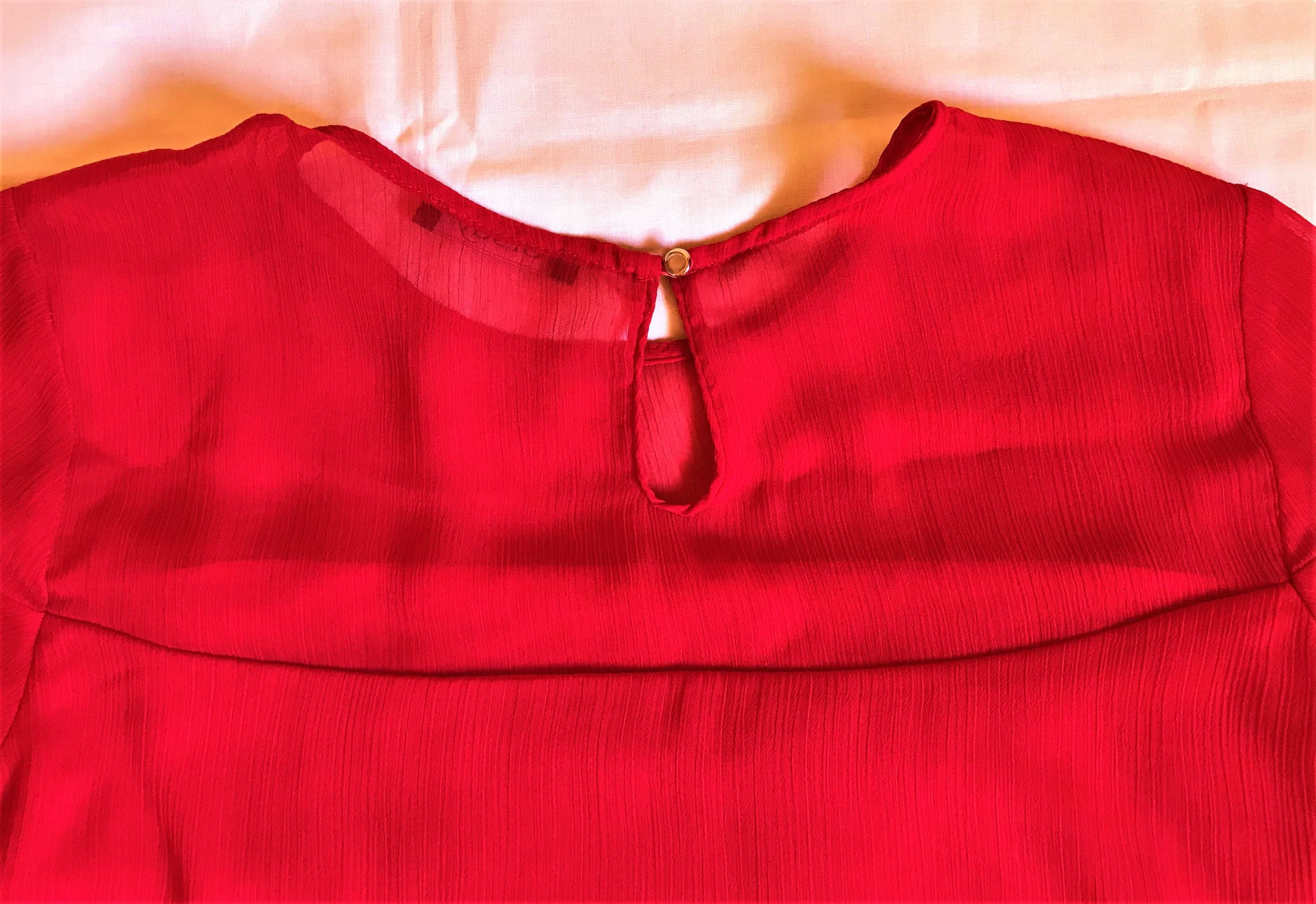 bluzka orsay falbany czerwona rękaw ¾ 36