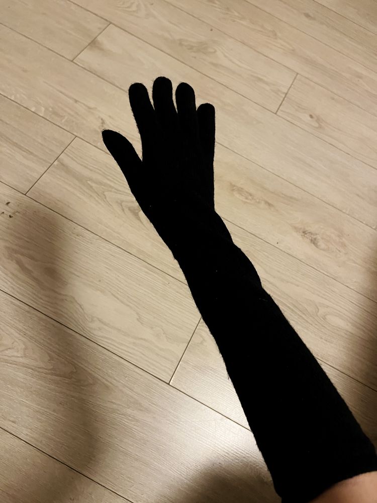 Перчатки длинные теплые черные женские удлиненные Kira Plastinina