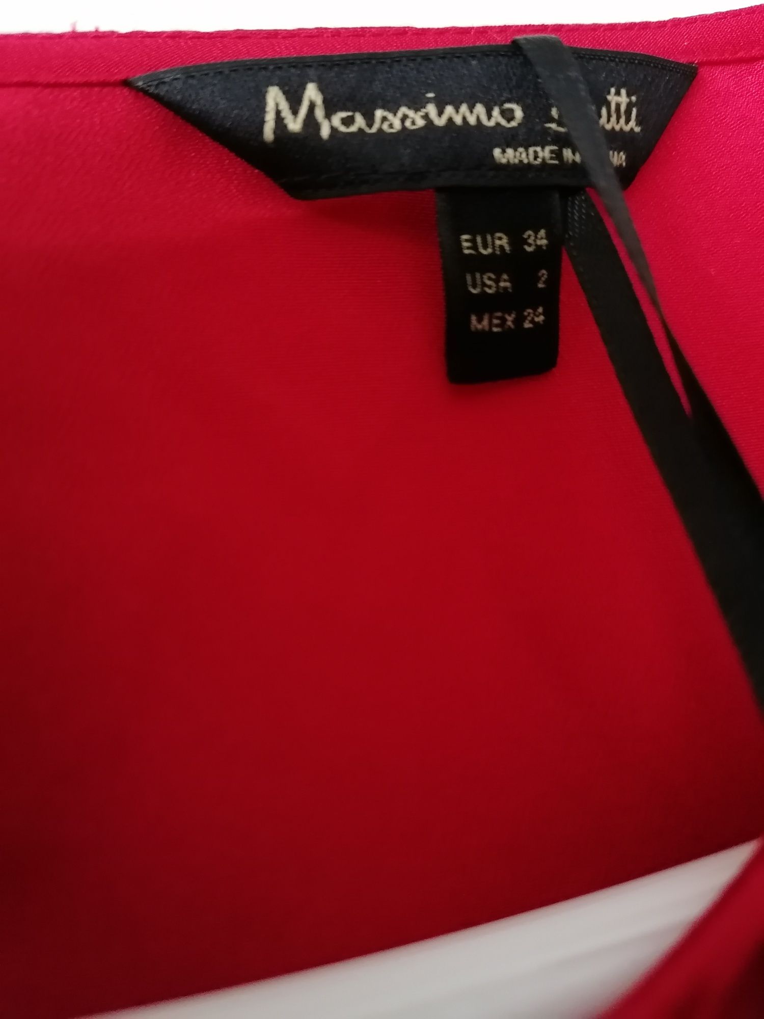 Massimo Dutti jedwabna sukienka czerwona jedwab mini falbanki 34 xs