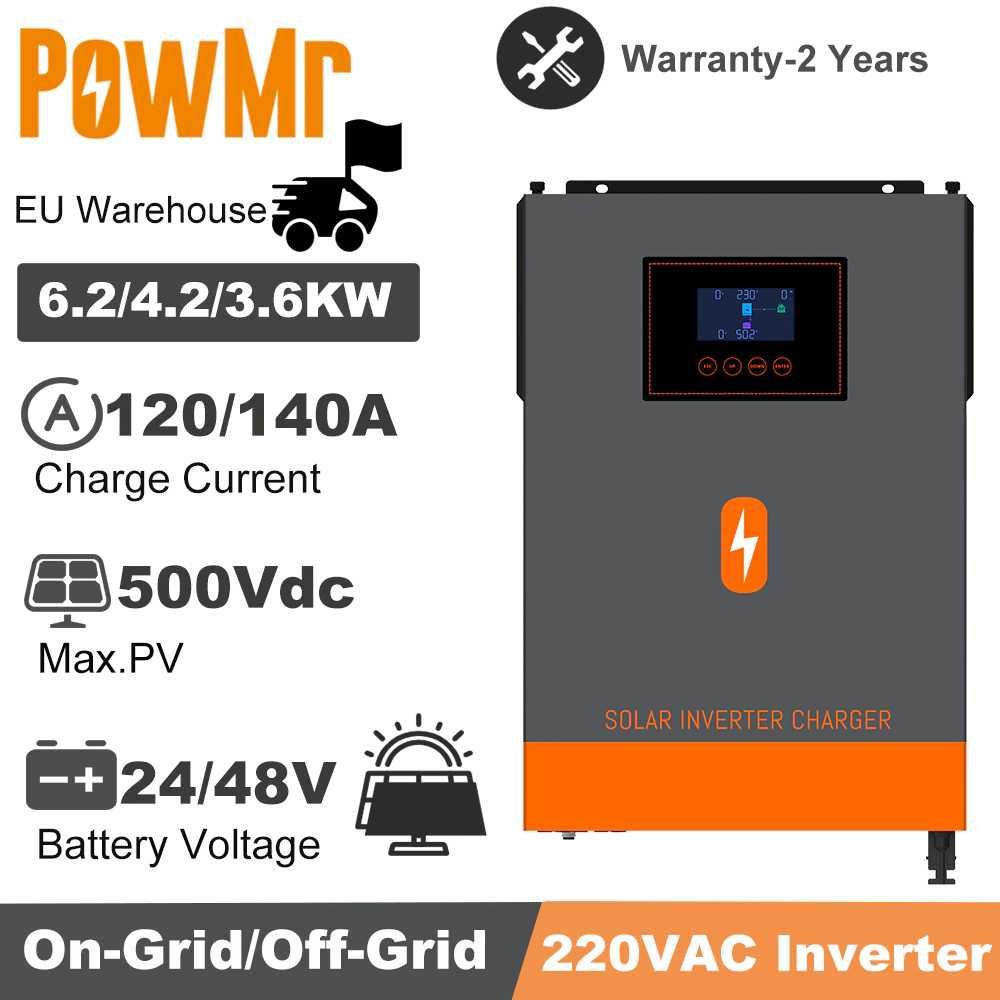 В НАЯВНОСТІ Гібридний інвертор PowMr 10.2 kw 6,2 kw Гибридный инвертор