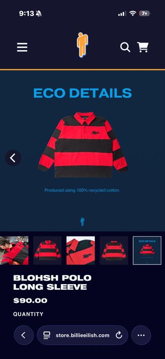 Оригінальний мерч Біллі Айліш: BLOHSH POLO LONG SLEEVE