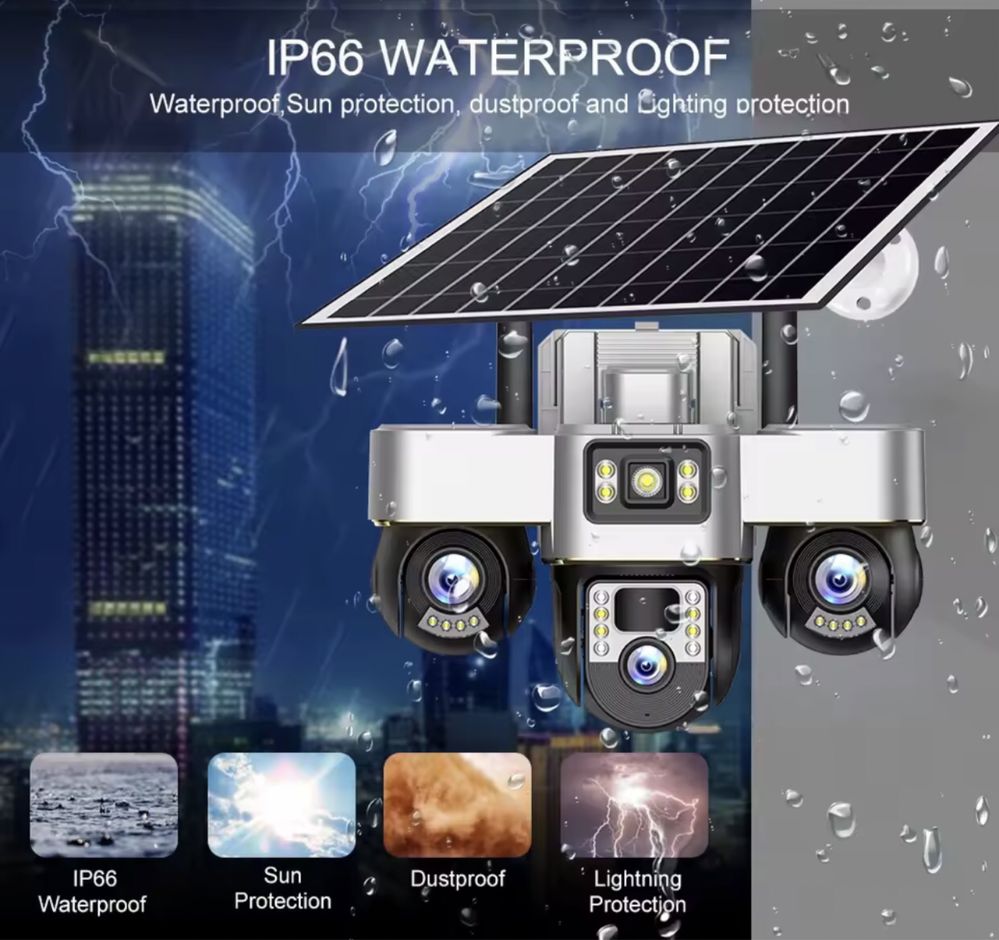 АВТОНОМНА ВІДЕОКАМЕРА 3ШТ РTZ 15мр 10x ZOOM 4G V380Pro вулична камера
