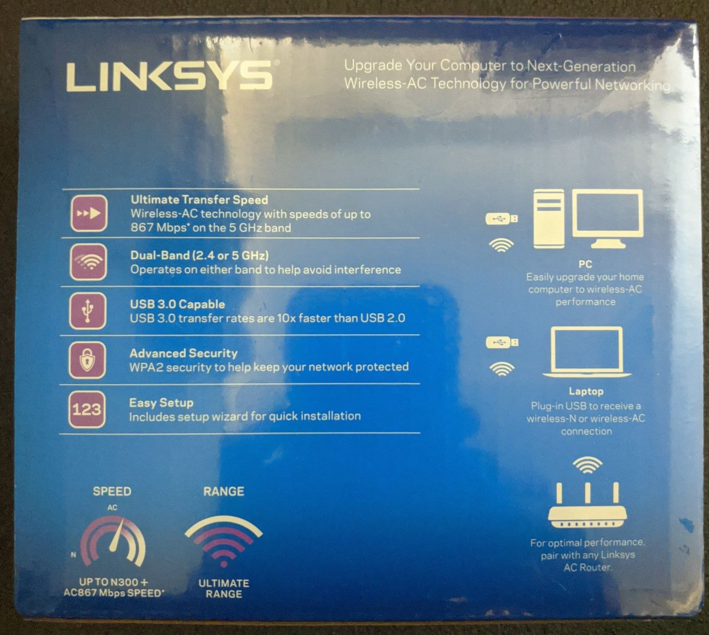 Мережевий адаптер Wi-Fi LinkSys AC1200