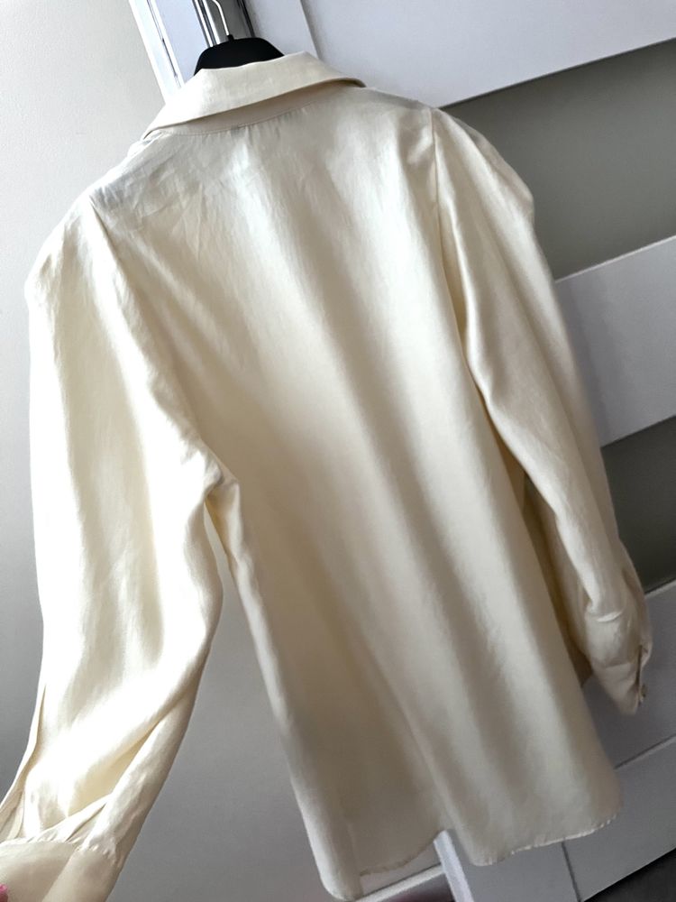 Zara koszula z bufkami s nowa ecru kremowa z bufiastym rekawem