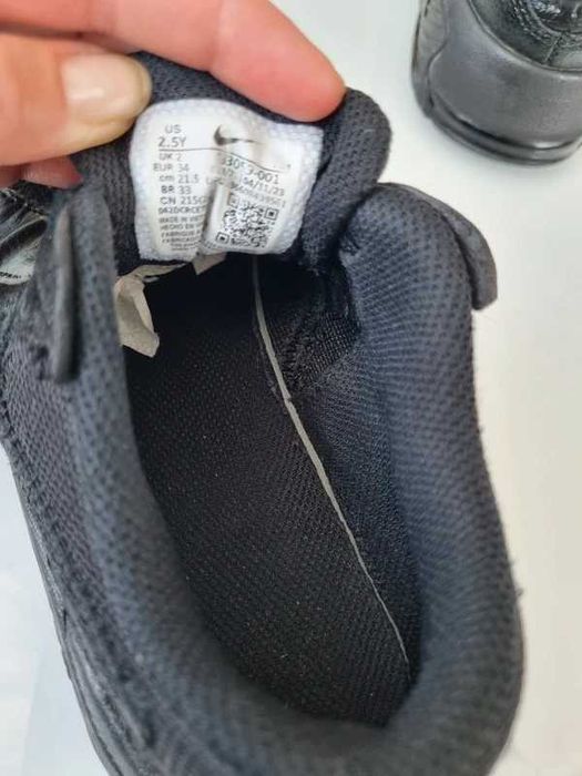 Nike Air Max czarne skórzane sneakersy dziecięce rozm 34