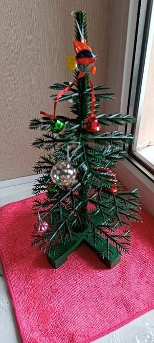 Раритетная Мини ёлочка СССР 32 см с игрушками