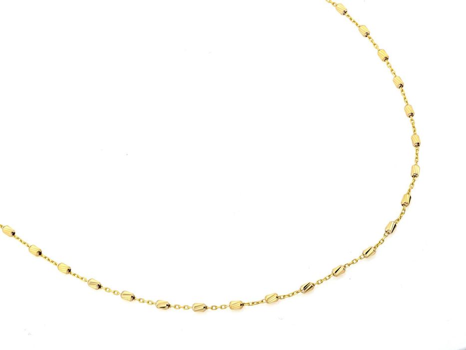 Złoty naszyjnik z elementami ozdobnymi diamentowane walce próba 375