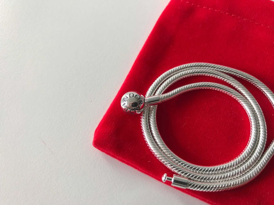 Colar Tradicional Malha Snake Pandora em Prata de Lei S925 Nova