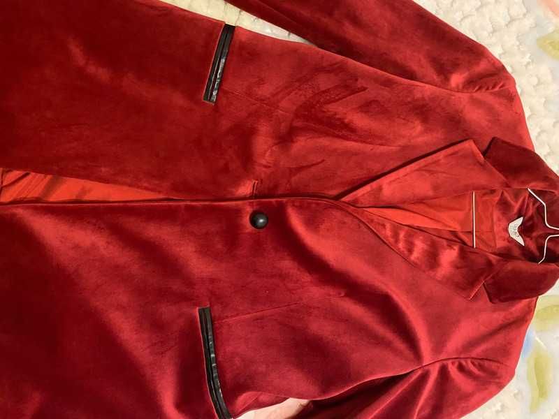 Blazer veludo vermelho cereja