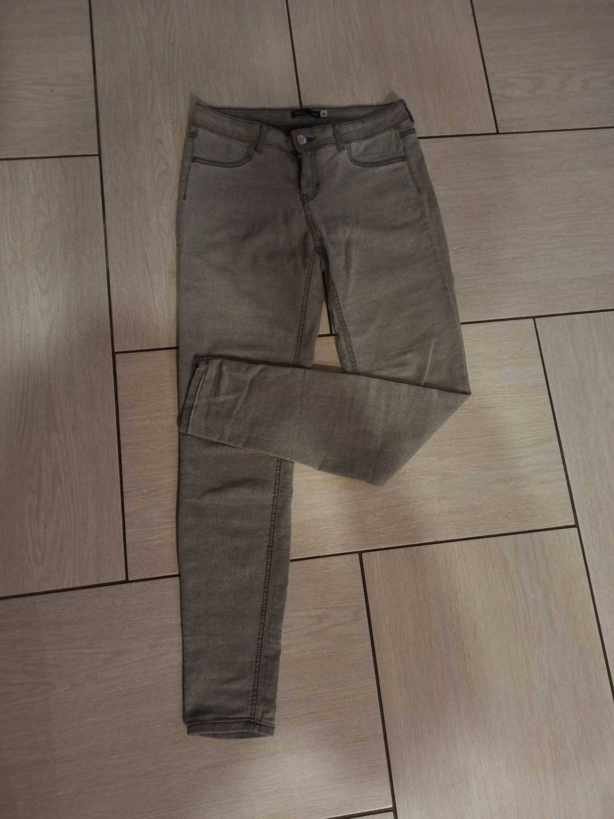 Szare jeansy skinny MID waist