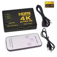 Разветвитель кабеля HDMI 4K. видео переключатель, адаптер, 3 входа, IR