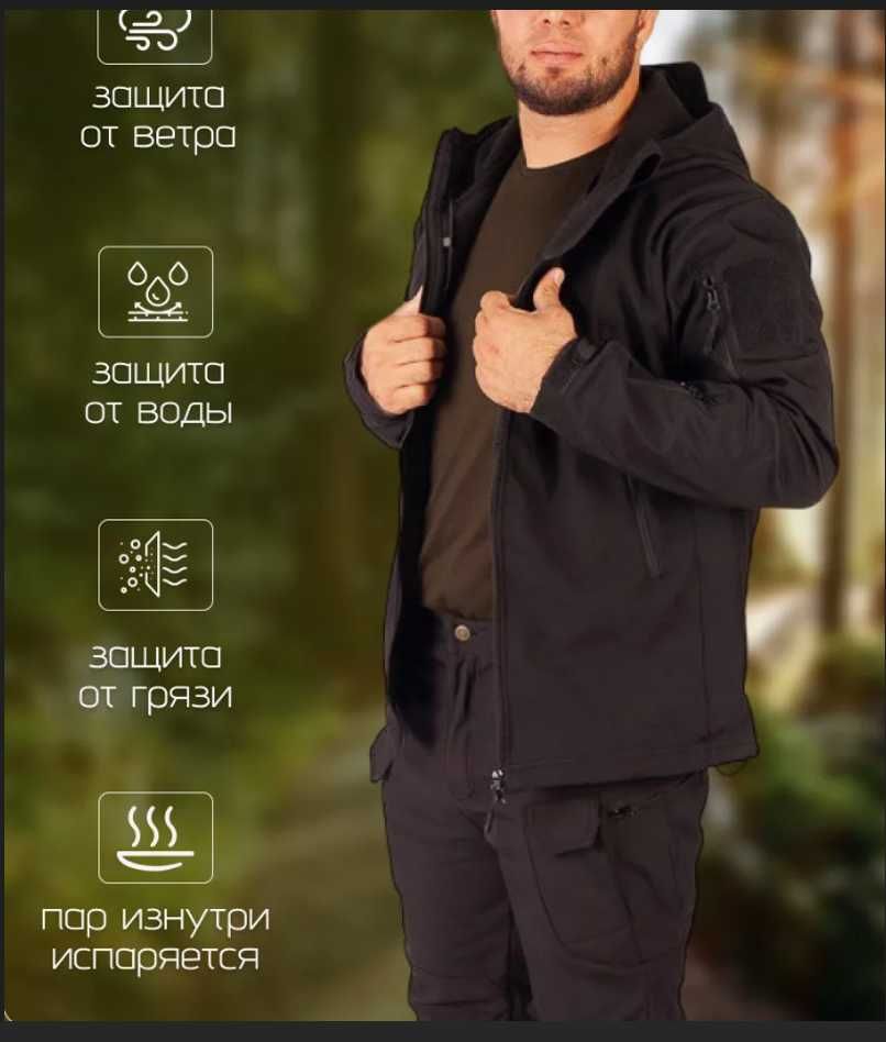 Чоловічий тактичний одяг softshell костюм Чорний Оливковий Мультикам