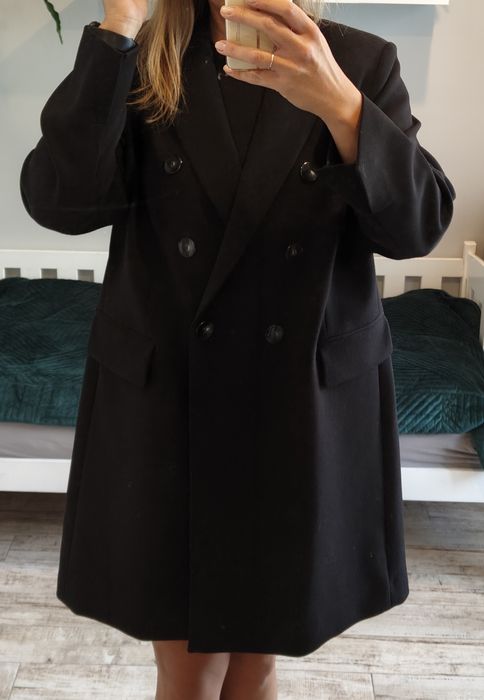 Elegancki płaszcz MANGO wiskoza 1XL czarny