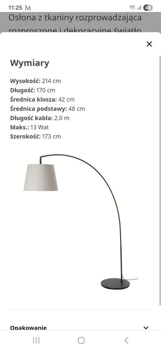 Lampa podłogowa Ikea SKOTTORP/SKAFTET