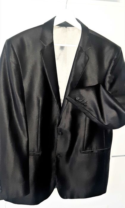 LAVARD Garnitur męski czarny prążkowany rozm XL