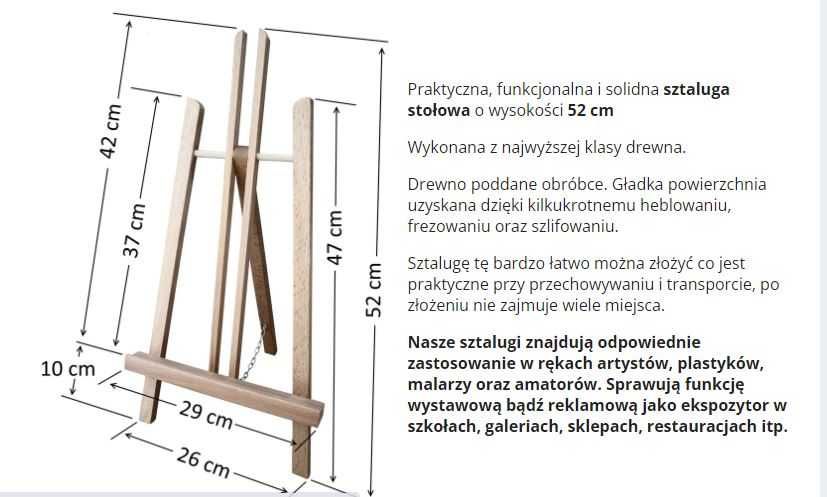 Drewniana  Stołowa  SZTALUGA 52 CM + RYSOWNICA