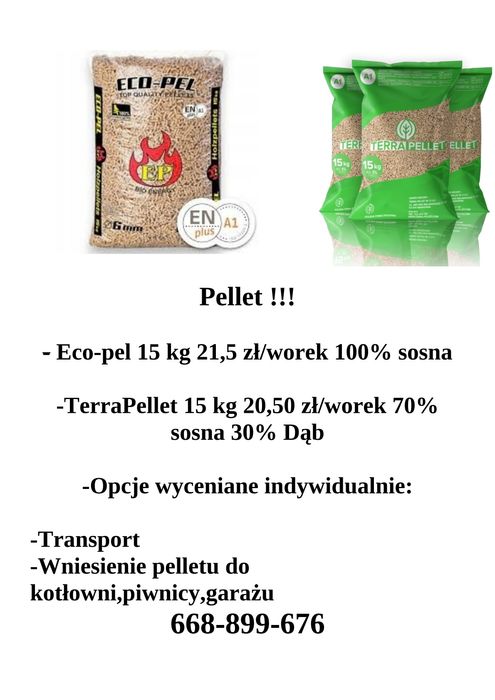 Pellet TerraPellet,Eco-Pel pelet,granulat, Żwirek, opał,drzewo, drewno