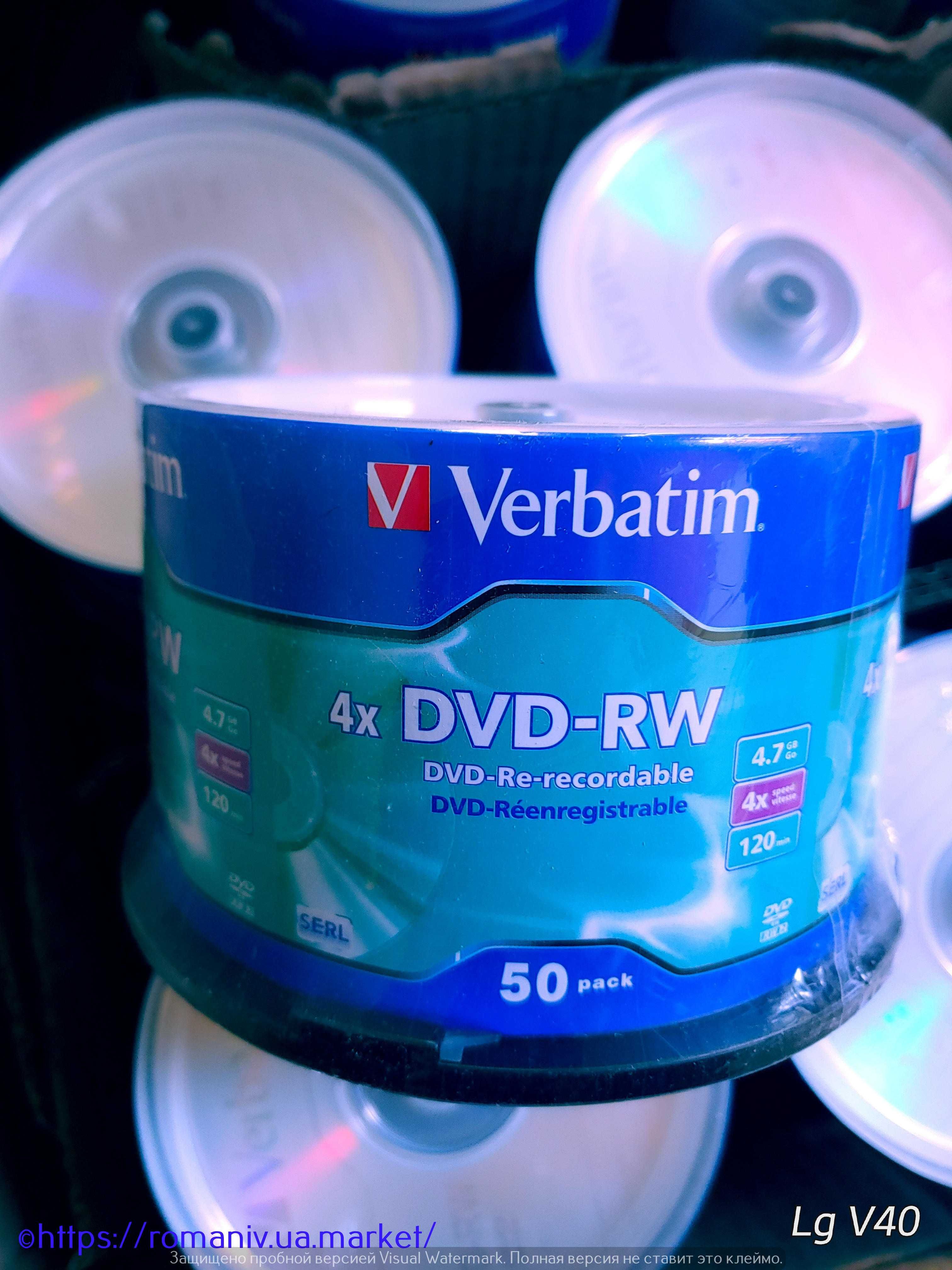 Диски DVD-RW Verbatim 4.7Gb 2X Cake Box 50шт.