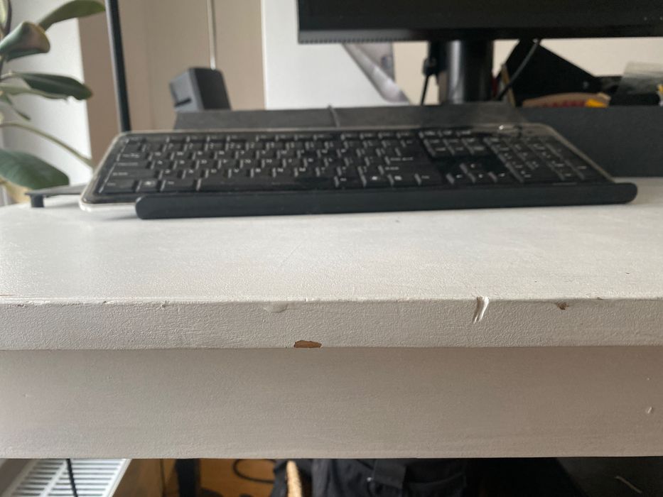 Stół, biurko drewniane biały blat czarne nogi