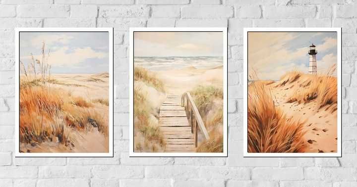 30x40 obrazy w ramie plakaty ramka PLAŻA PAMPAS TRAWA LATARNIA NATURA