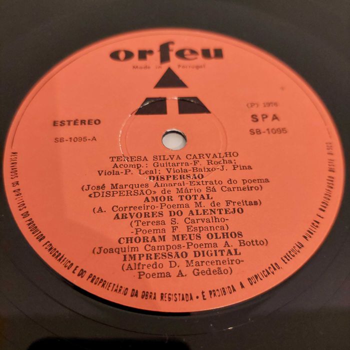 Disco vinil LP - Teresa Silva Carvalho - Fados