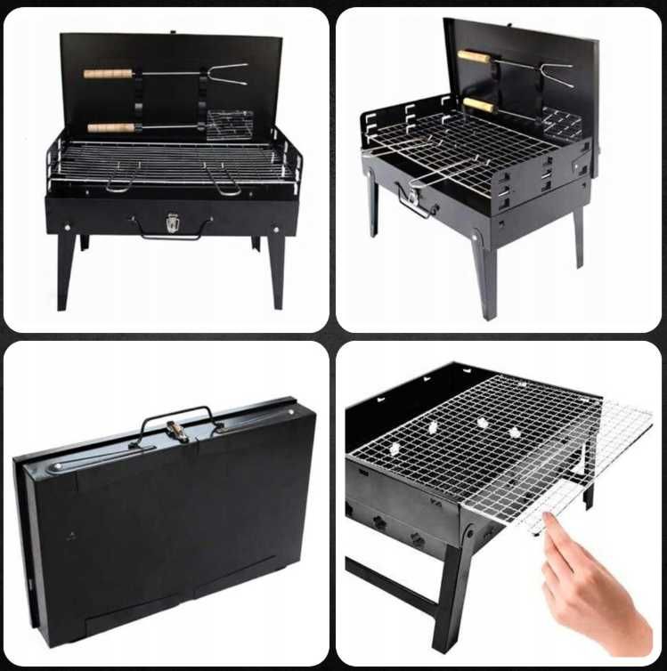 Grill Turystyczny Przenośny SKŁADANY BBQ WALIZKA + AKCESORIA