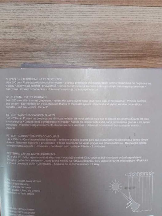 Nowe zasłony termiczne na przelotkach Smukee 140x250cm jasnoszare