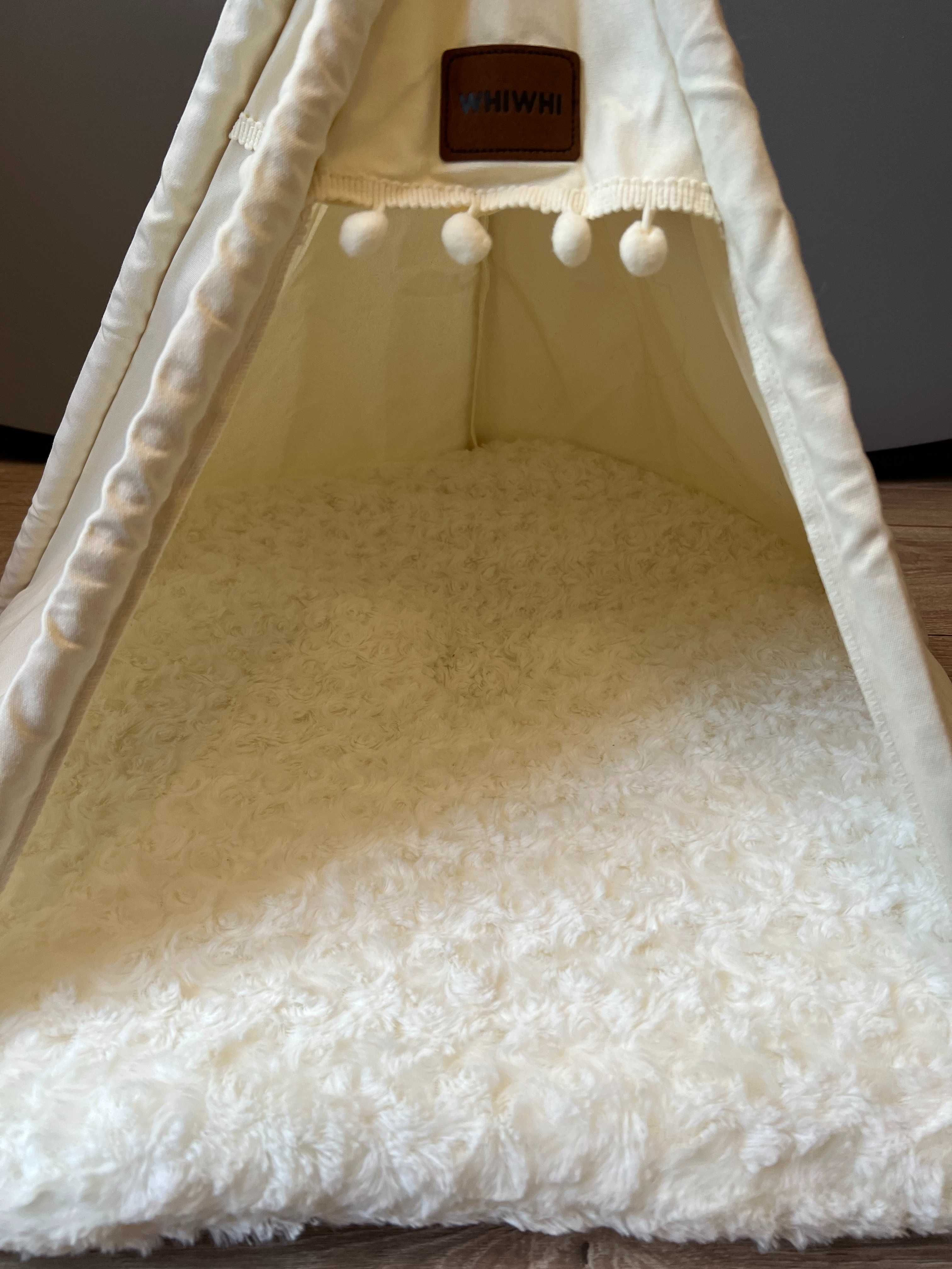 Namiot dla Psów Tipi z Grubą Poduszką, Legowisko dla Kota/Psa, WhiWhi