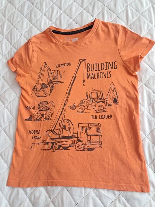 Bluzka koszulka T-shirt z krótkim rękawem 134 cm maszyny budowlane