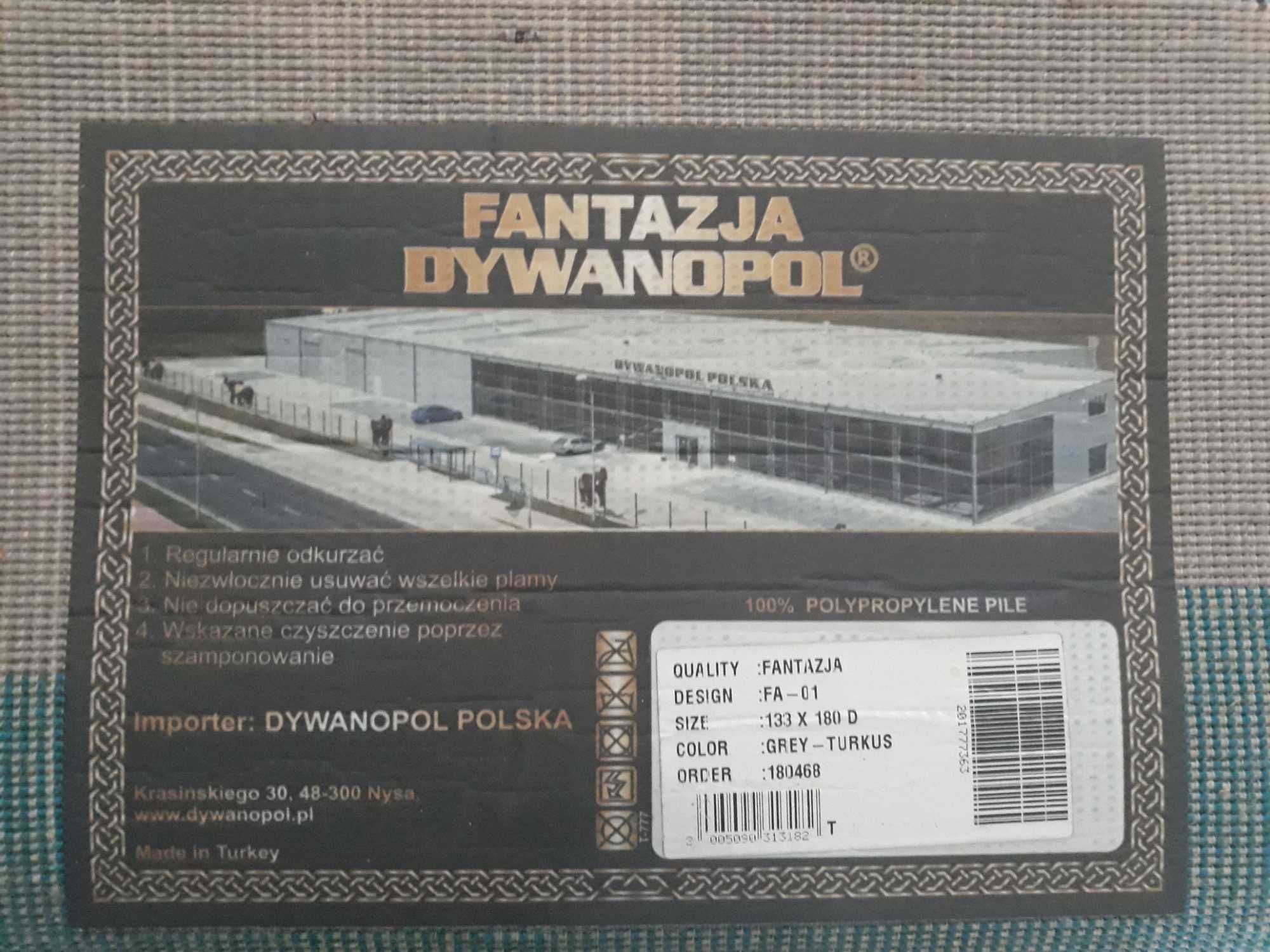 Nowy dywan 133x180, szary popiel turkus niebieski czarny