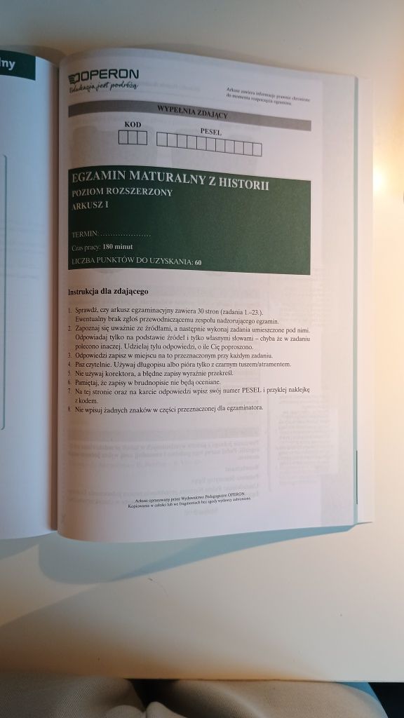 Repetytorium OPERON z historii. Poziom rozszerzony. Nowa matura