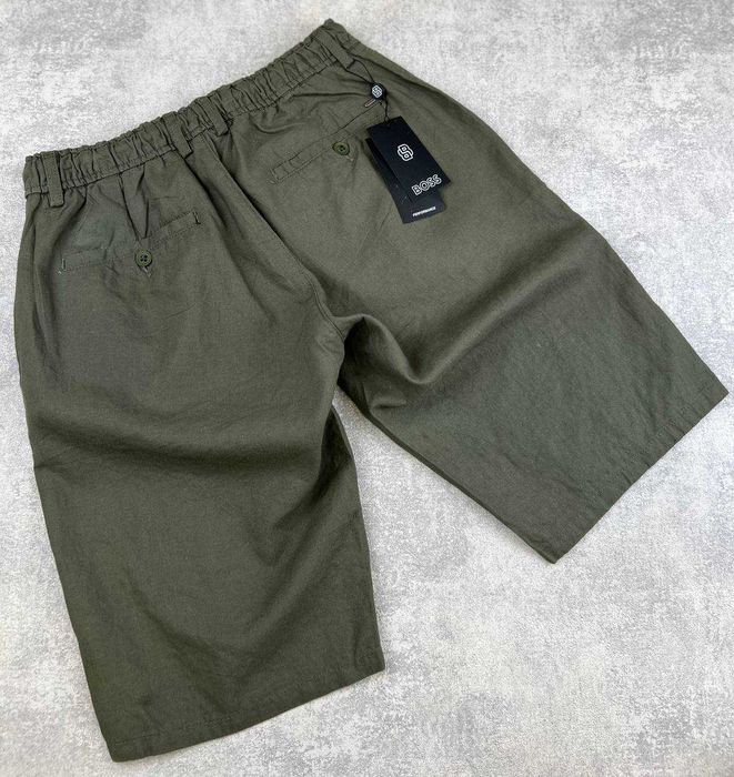 Шорти лляні BOSS Premium Green чоловічі з льону i65