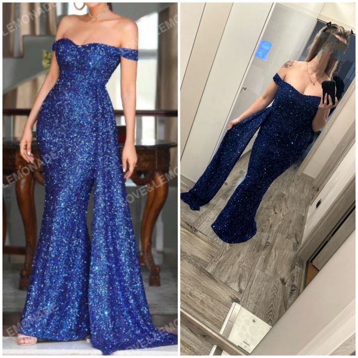 Chabrowa sukienka maxi Syrena Hiszpanka 42 xl 44 xxl cekinowa