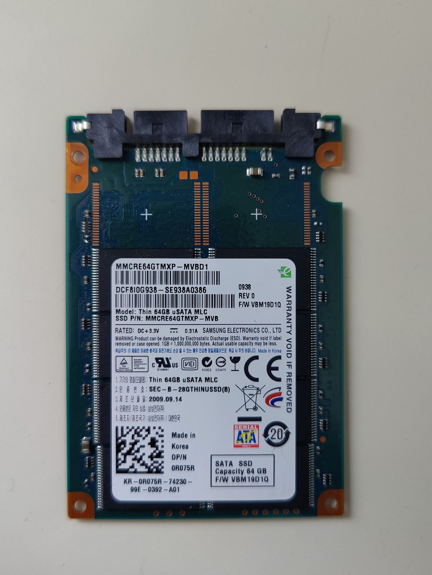 SSD накопитель Samsung 64GB mSATA 1.8" Микросата microsata