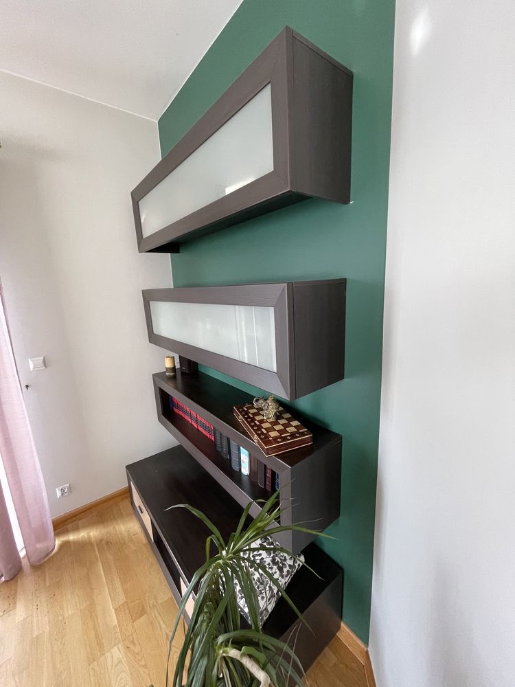 Szafka rtv 3 półki wiszące ciemne drewno laminat meble do salonu