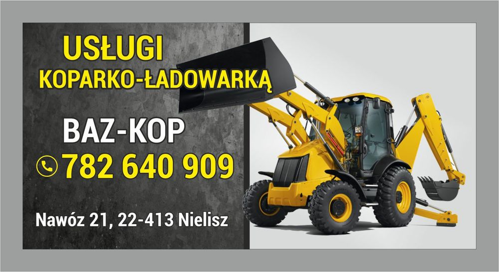 Usługi koparko-ładowarką, koparką, glebogryzarką separacyjną