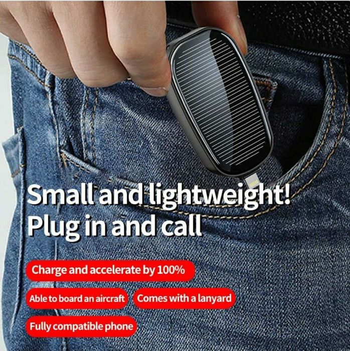 Powerbank solar mini - impermeável - chaveiro. 1200mha