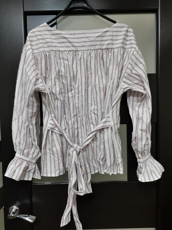 MANGO БЛУЗА новая натуральная полосатая блузка с поясом