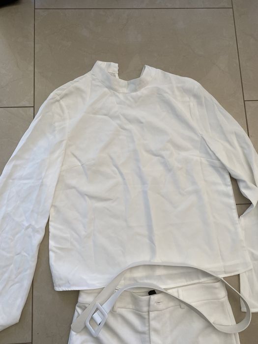 Shein biały komplet spodnie dzwony i koszula M/L