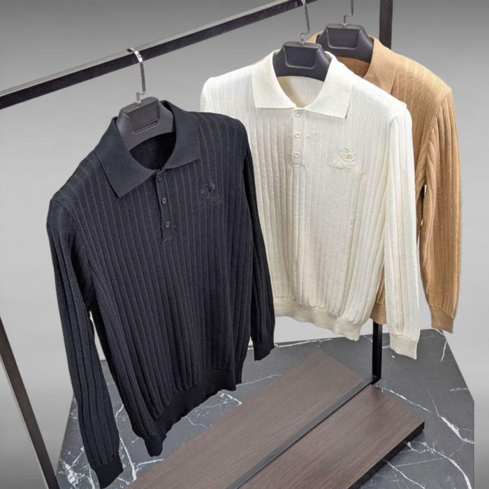 Чоловічий лонг джемпер поло на довгий рукав трикртаж loro piana lp